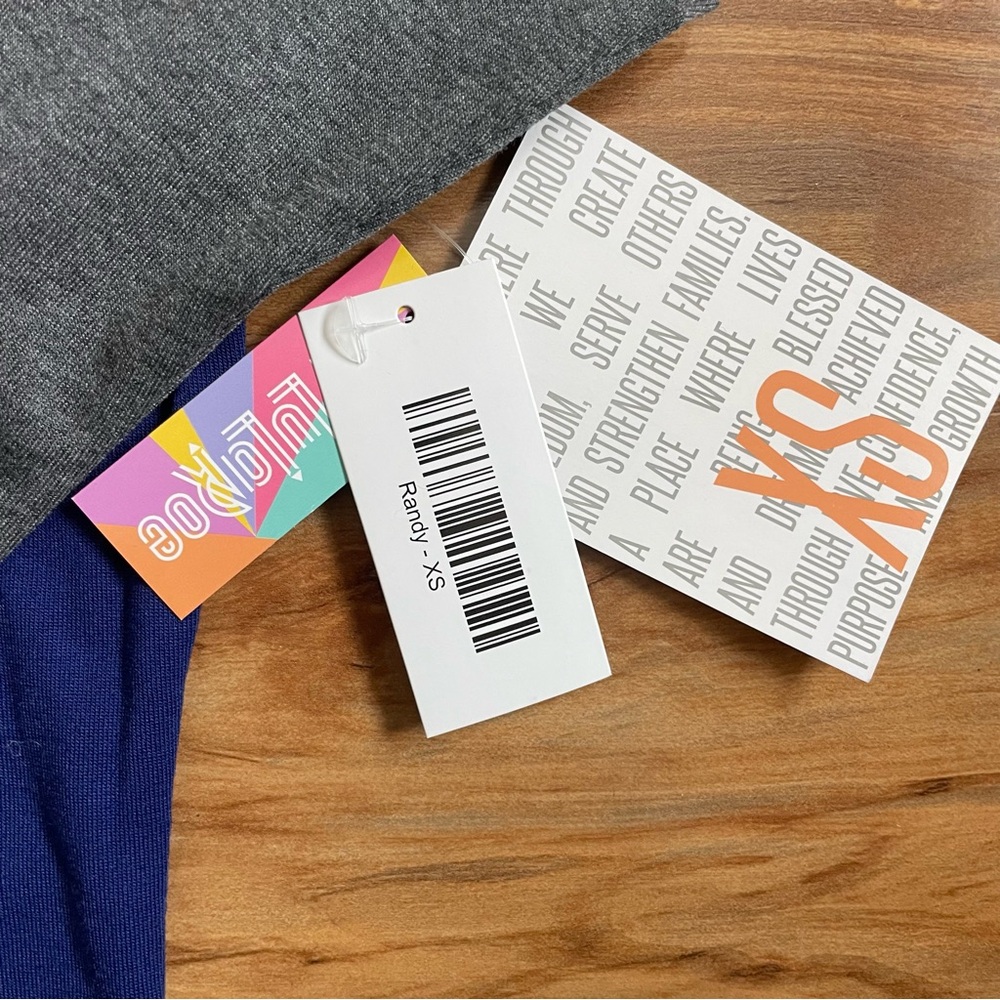 LuLaRoe XS Randy Blue and Gray Short Sleeve Tee - Picture 3 of 5